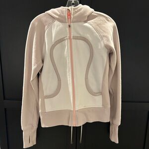 Lululemon Scuba Hoodie full zip in oatmeal/pink, size 8, like new